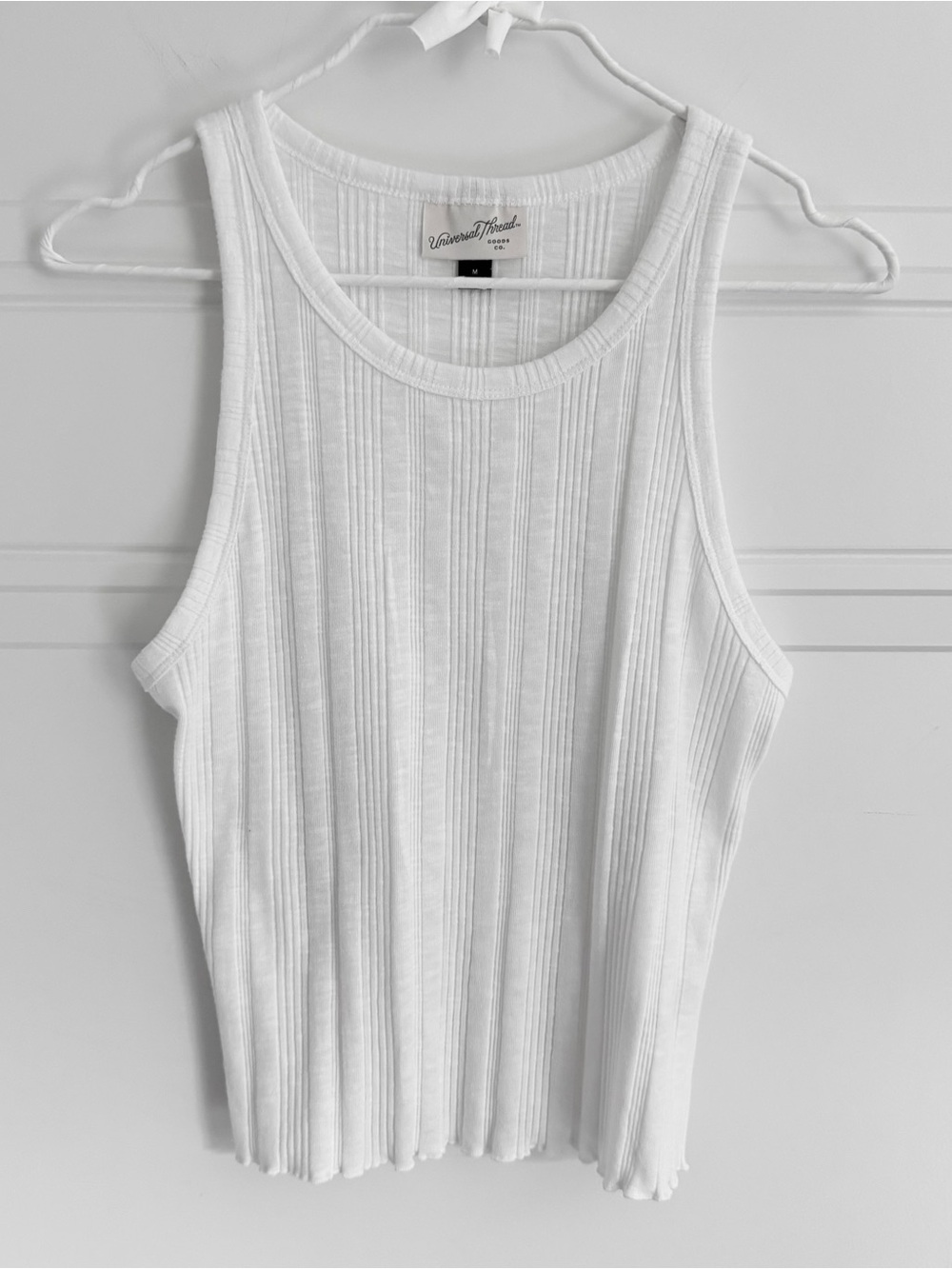 Universal Thread White Ribbed Knit Tank Top, M